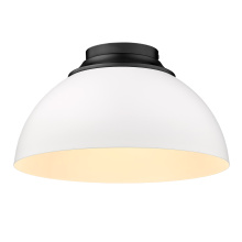Golden 6956-FM BLK-WHT - Yep by Golden Lighting Zoey 3-light Flush Mount in Matte Black and Matte White shade